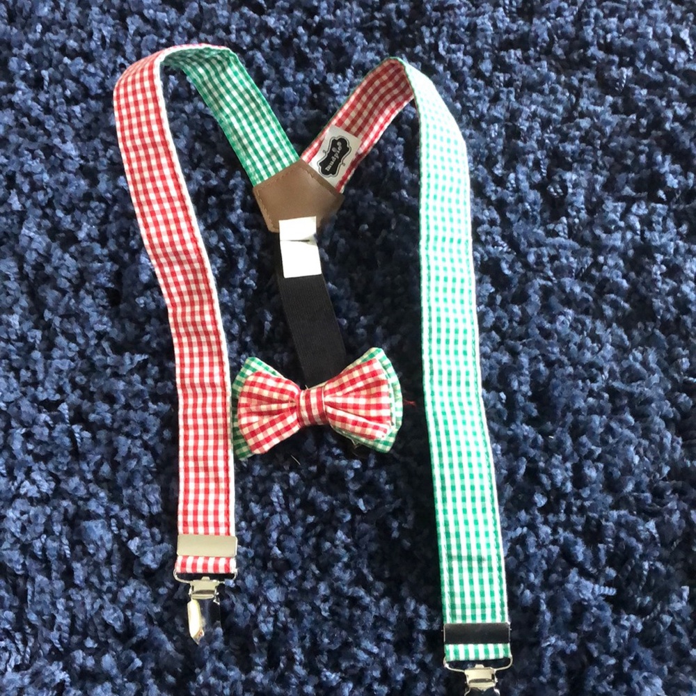 Mud Pie bow tie and suspenders toddler